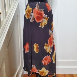 Vintage Black with floral elasticized waist sheer skirt